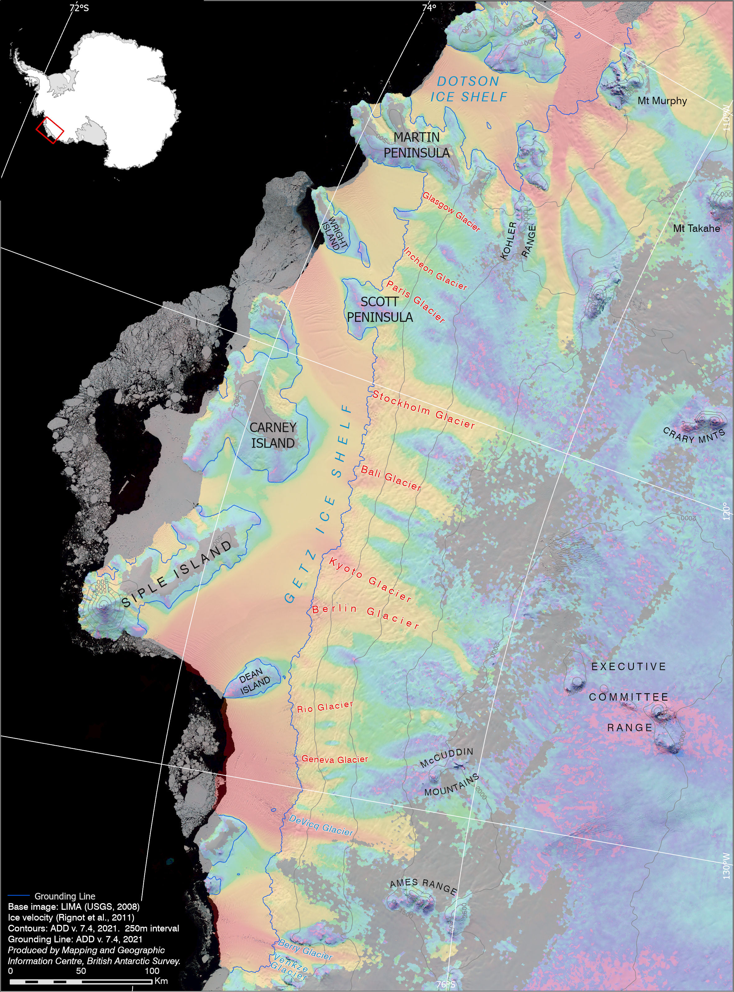Glaciers named along West Antarctica
