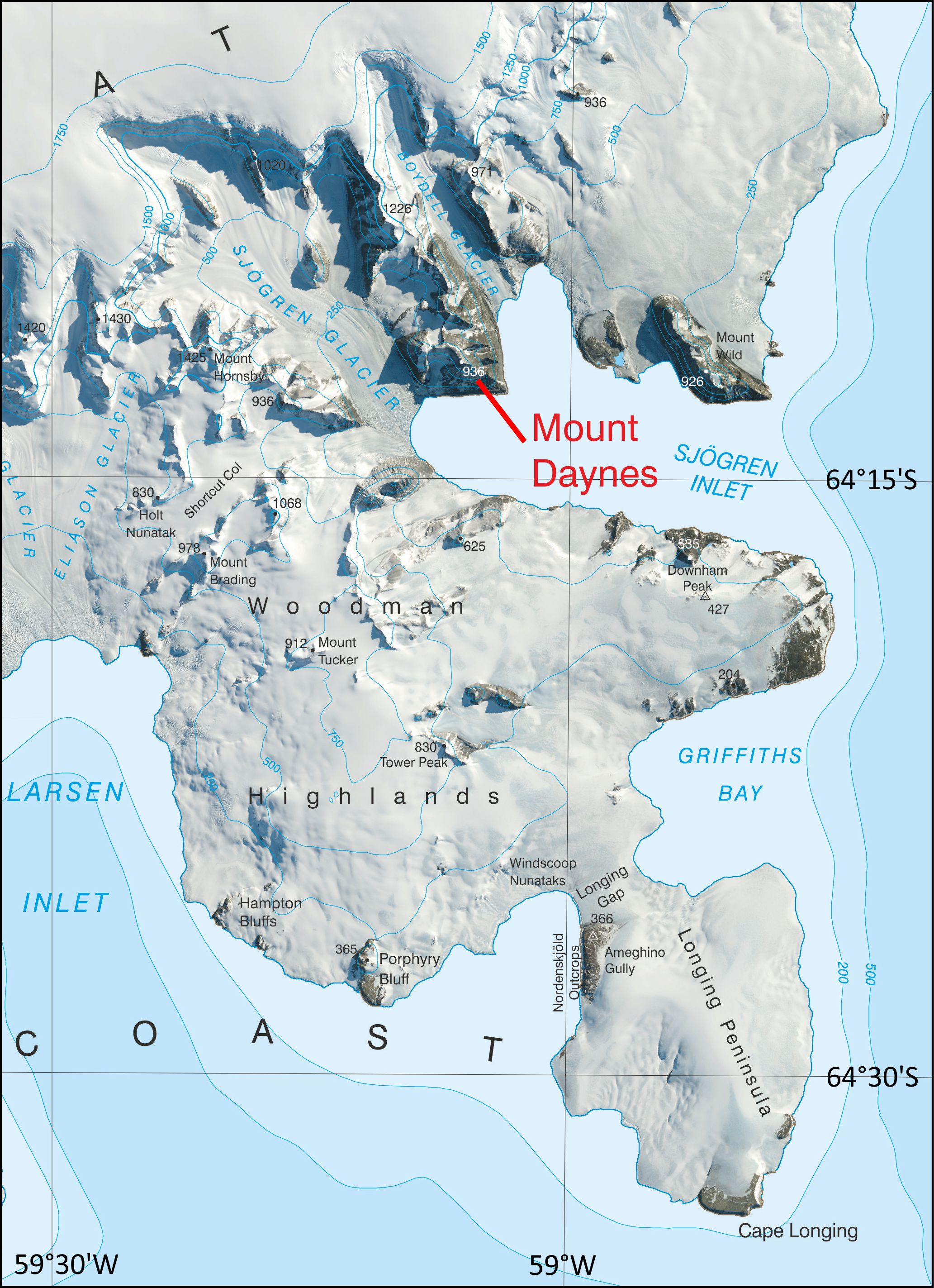 Place-names around Mount Daynes